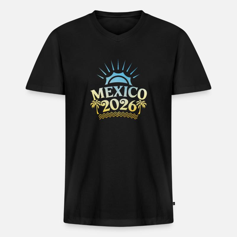 Mexiko 2026 Bunt - Männer Premium Bio T-Shirt mit V-Ausschnitt - Schwarz