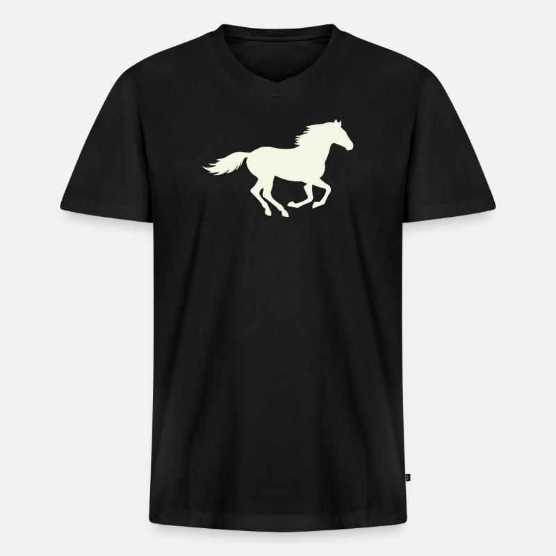 Springender Hengst Silhouette - Männer Premium Bio T-Shirt mit V-Ausschnitt - Schwarz