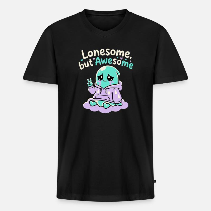 Lonesome Ghost - Männer Premium Bio T-Shirt mit V-Ausschnitt - Schwarz