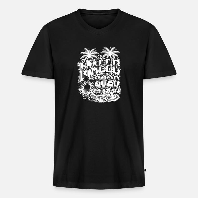 Malle 2026 - Männer Premium Bio T-Shirt mit V-Ausschnitt - Schwarz