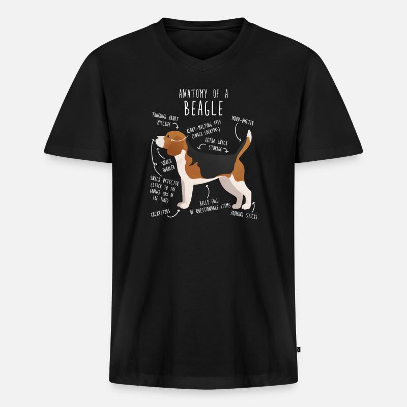 Anatomie des Beagle-Hundes - Männer Premium Bio T-Shirt mit V-Ausschnitt - Schwarz