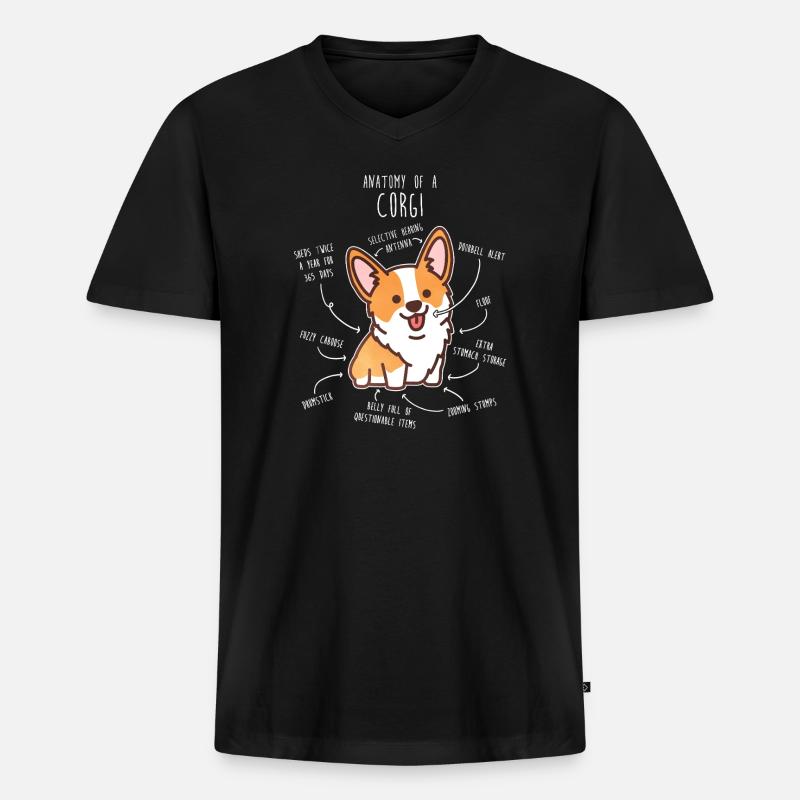 Corgi-Hundeanatomie - Männer Premium Bio T-Shirt mit V-Ausschnitt - Schwarz