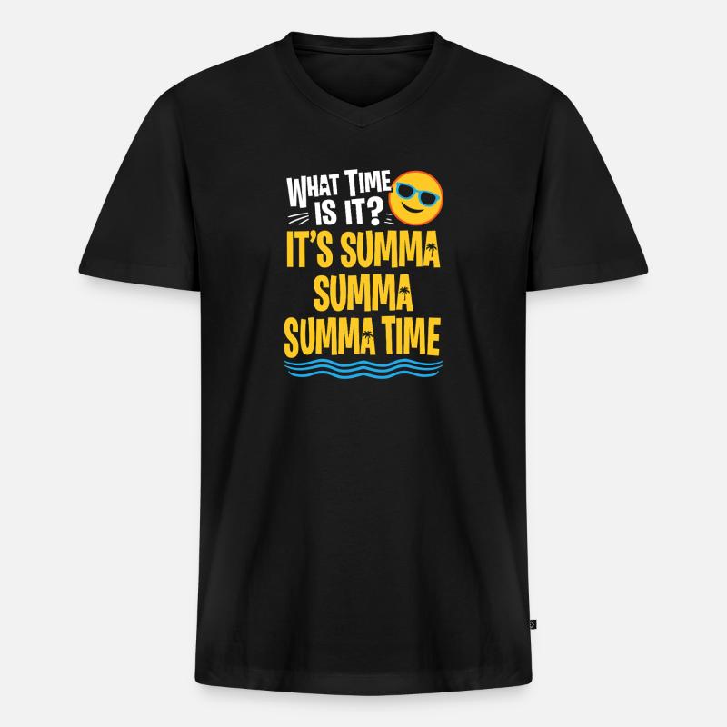 Summa Summa Time Tee - Männer Premium Bio T-Shirt mit V-Ausschnitt - Schwarz