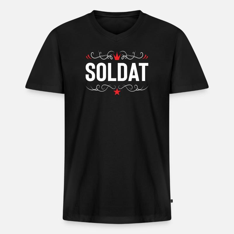 Soldat Beruf - Männer Premium Bio T-Shirt mit V-Ausschnitt - Schwarz