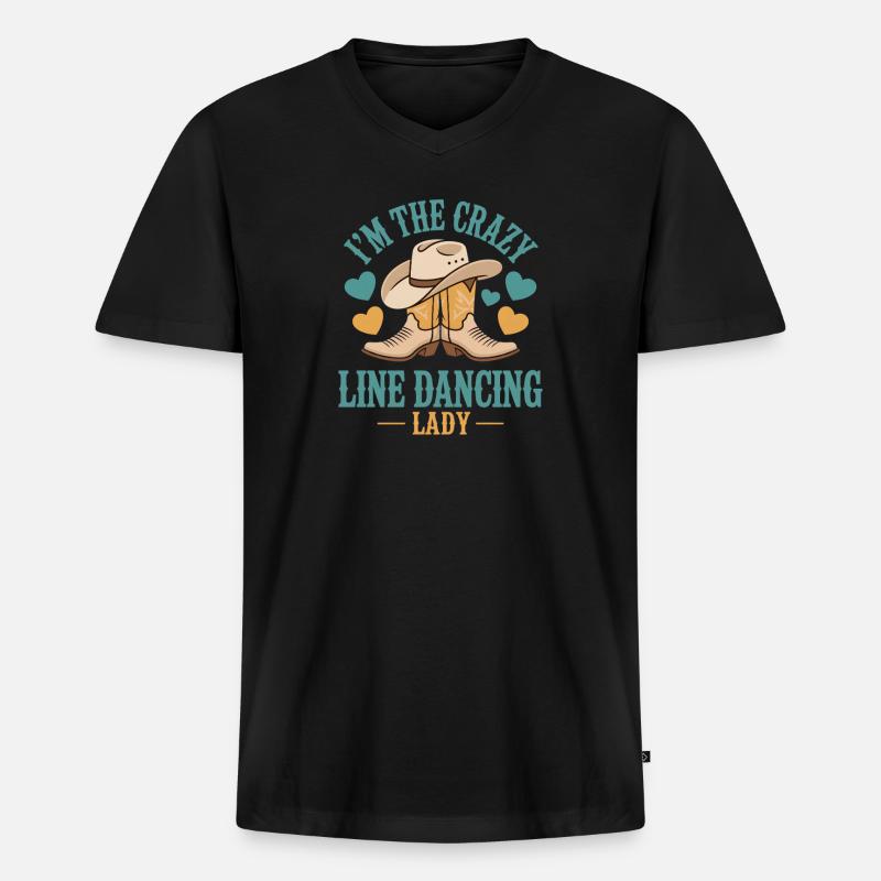 Line Dance Line Dancing Geschenk - Männer Premium Bio T-Shirt mit V-Ausschnitt - Schwarz