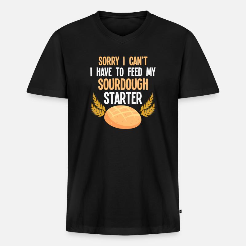 Sauerteig Starter Spruch - Männer Premium Bio T-Shirt mit V-Ausschnitt - Schwarz