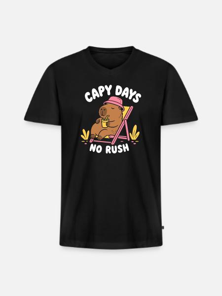 Capy Days No Rush Capybara - Men's Premium Organic T-shirt with V-neck - black