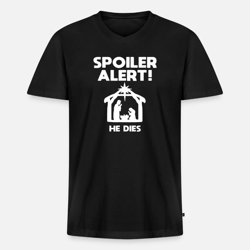 Spoiler: Krippen-Wendung - Männer Premium Bio T-Shirt mit V-Ausschnitt - Schwarz