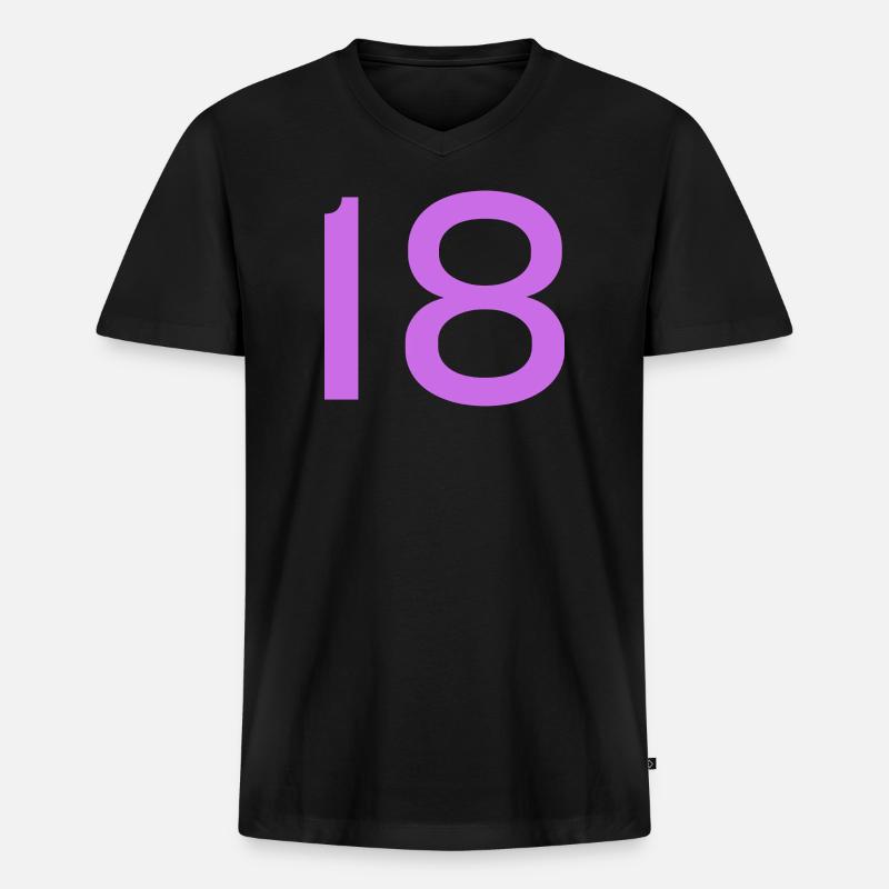 18 - Männer Premium Bio T-Shirt mit V-Ausschnitt - Schwarz