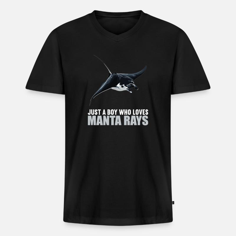 Rochen Mantarochen - Männer Premium Bio T-Shirt mit V-Ausschnitt - Schwarz