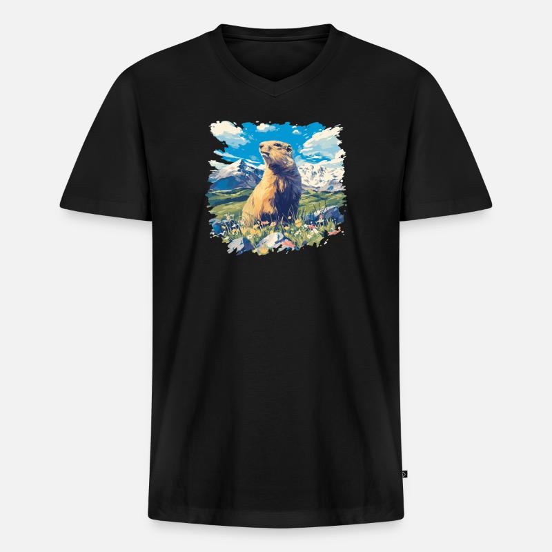 Murmeltiere Murmeltier - Männer Premium Bio T-Shirt mit V-Ausschnitt - Schwarz