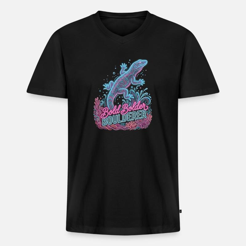 Bouldern Bold Bolder Boulderer - Männer Premium Bio T-Shirt mit V-Ausschnitt - Schwarz