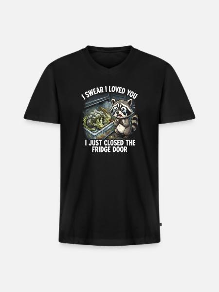 ADHS Waschbär Gemüsefach Kühlschrank Lustig - Männer Premium Bio T-Shirt mit V-Ausschnitt - Schwarz