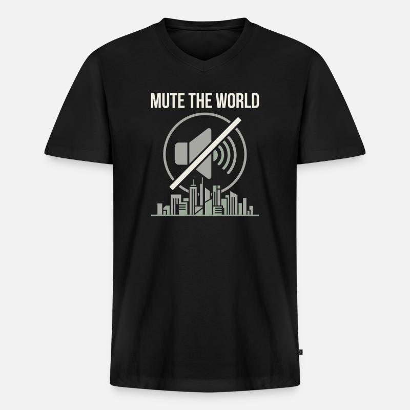 Mute Time - Männer Premium Bio T-Shirt mit V-Ausschnitt - Schwarz