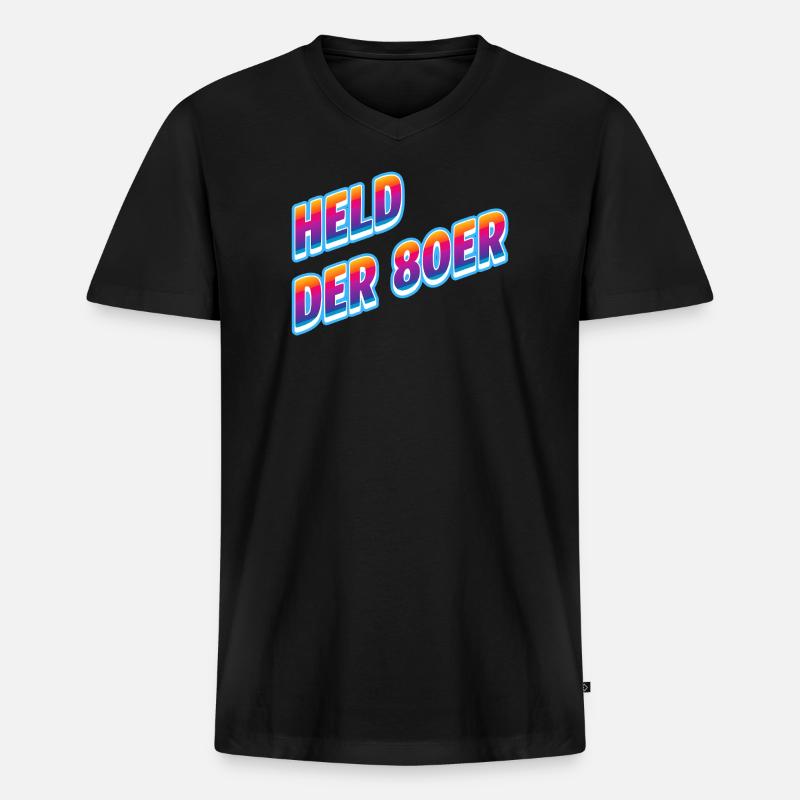 Held der 80er Neon-Retro - Männer Premium Bio T-Shirt mit V-Ausschnitt - Schwarz
