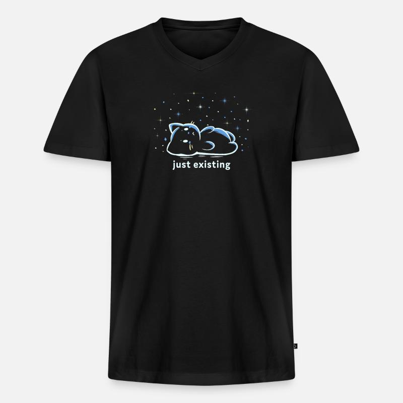 Einfach nur existieren - Männer Premium Bio T-Shirt mit V-Ausschnitt - Schwarz