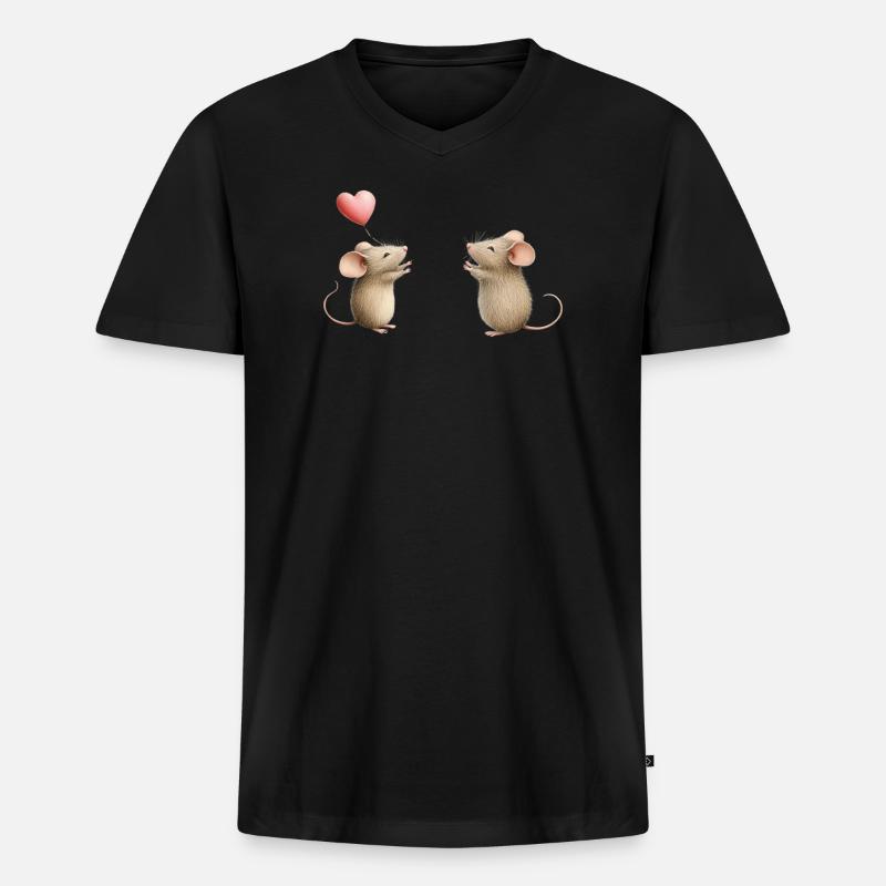 Mausliebe - Männer Premium Bio T-Shirt mit V-Ausschnitt - Schwarz