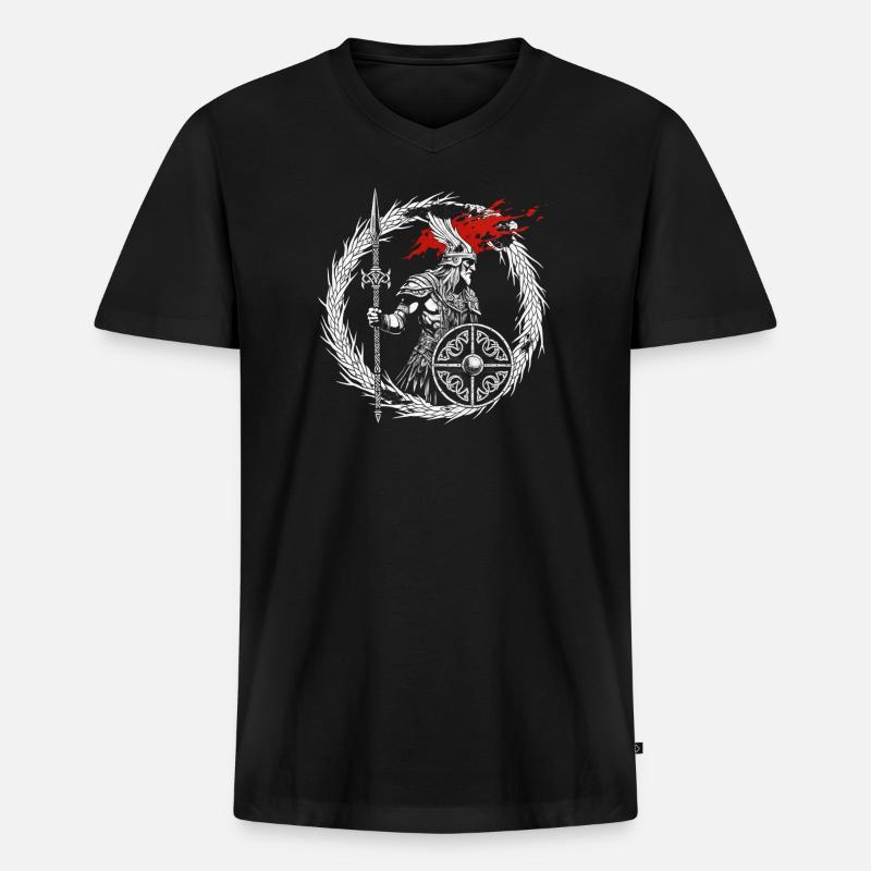 Furchtloser Wikinger Krieger - Walhalla wartet - Männer Premium Bio T-Shirt mit V-Ausschnitt - Schwarz
