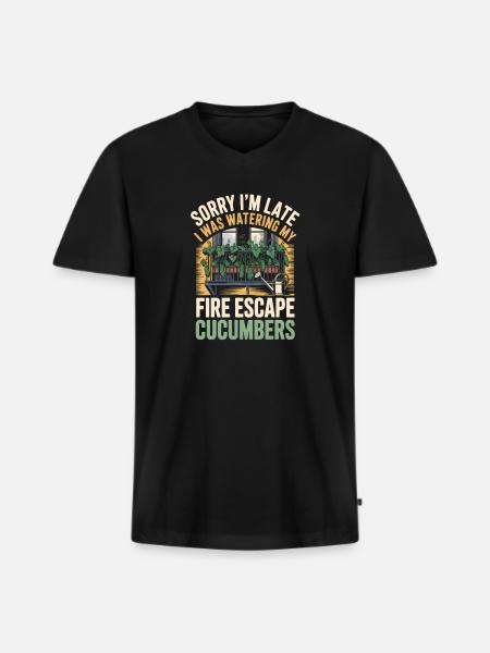 Gurken gießen | Balkongarten Humor - Männer Premium Bio T-Shirt mit V-Ausschnitt - Schwarz