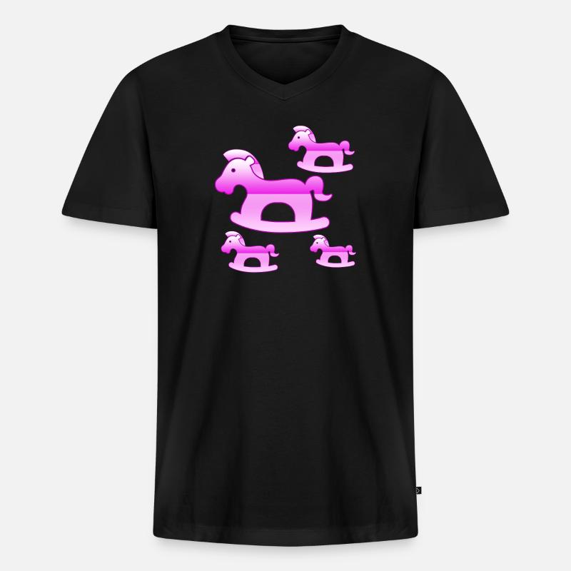 Pferde - Männer Premium Bio T-Shirt mit V-Ausschnitt - Schwarz