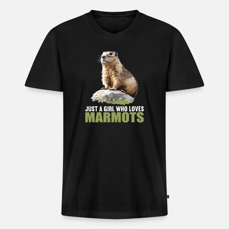 Murmeltiere Murmeltier - Männer Premium Bio T-Shirt mit V-Ausschnitt - Schwarz