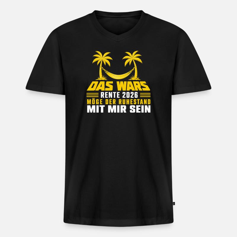 Das Wars Rente 2026 - Männer Premium Bio T-Shirt mit V-Ausschnitt - Schwarz