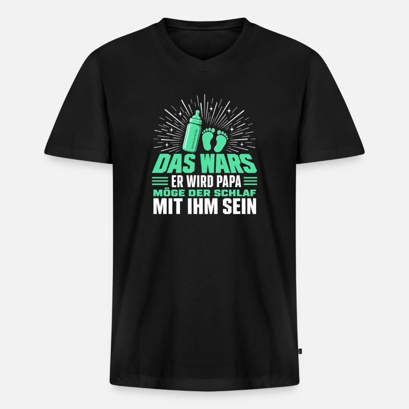 Das Wars Er wird Papa - Männer Premium Bio T-Shirt mit V-Ausschnitt - Schwarz