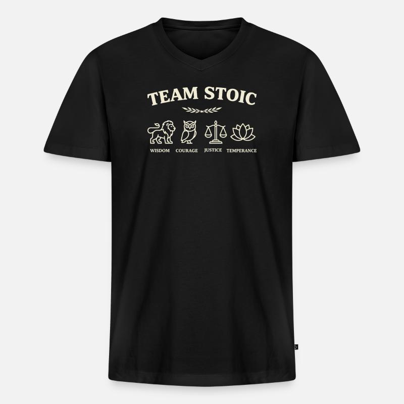 Team Stoische Tugenden - Männer Premium Bio T-Shirt mit V-Ausschnitt - Schwarz