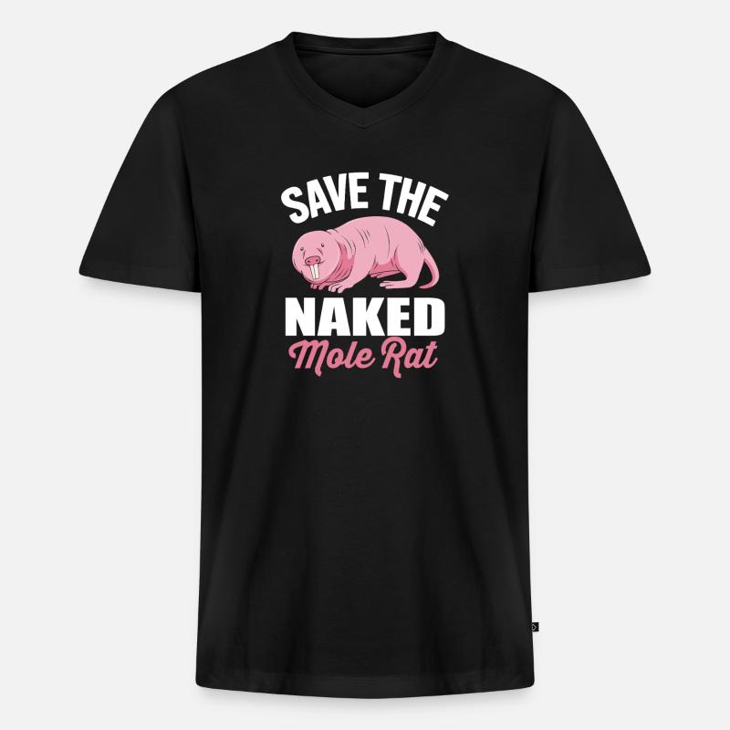Nacktmull - Männer Premium Bio T-Shirt mit V-Ausschnitt - Schwarz