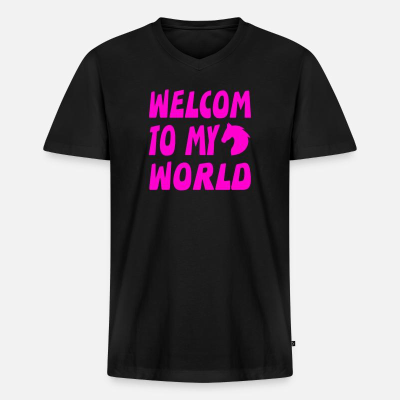 Pferde - Männer Premium Bio T-Shirt mit V-Ausschnitt - Schwarz