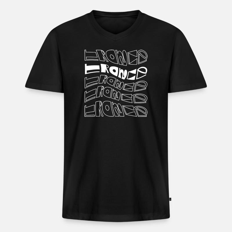 Trance-Typographisches Musterdesign - Männer Premium Bio T-Shirt mit V-Ausschnitt - Schwarz