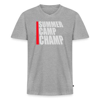 Summer Camp Champ Lustig Kinder Outdoor Abenteuer - Männer Premium Bio T-Shirt mit V-Ausschnitt - Grau meliert - Vorne