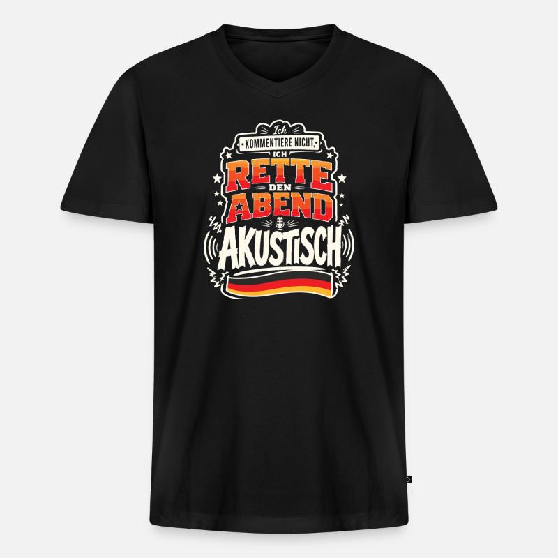 Ich rette den Abend akustisch - Männer Premium Bio T-Shirt mit V-Ausschnitt - Schwarz