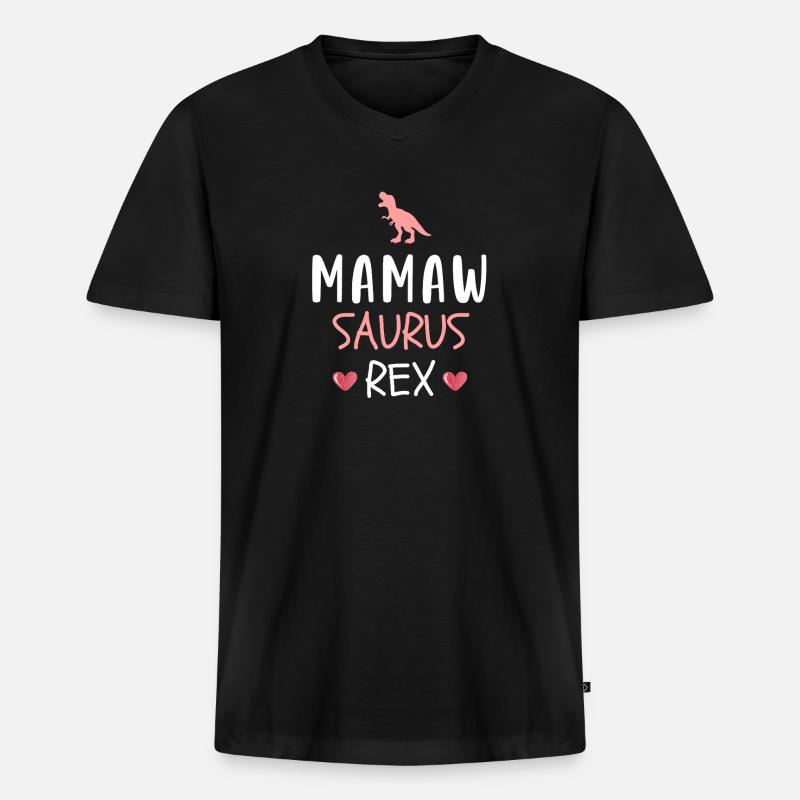 Mamawsaurus Rex Niedliche Mamaw Dinosaurier-Oma Mutter - Männer Premium Bio T-Shirt mit V-Ausschnitt - Schwarz