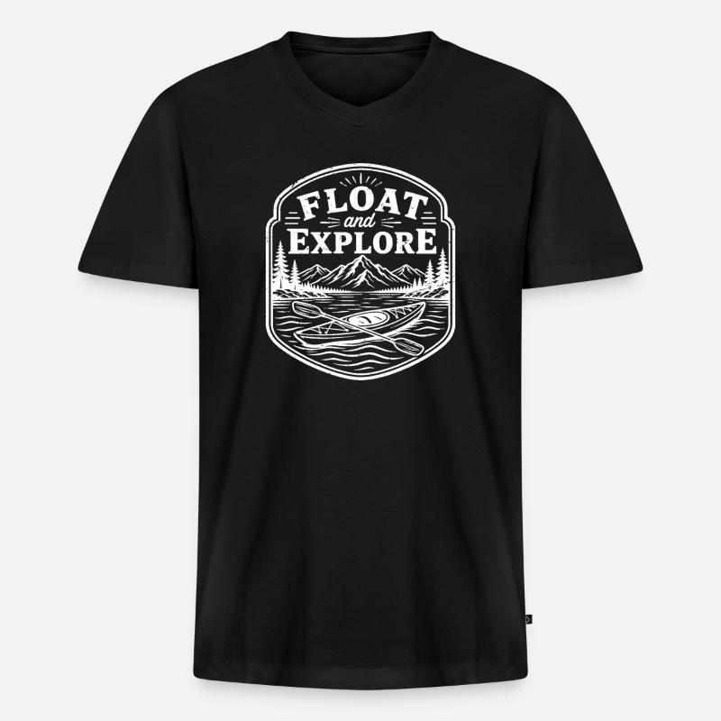 float and explore - Männer Premium Bio T-Shirt mit V-Ausschnitt - Schwarz