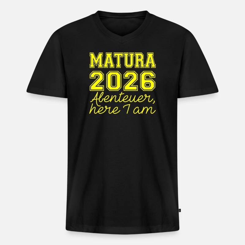 Matura 2026 Spruch - Männer Premium Bio T-Shirt mit V-Ausschnitt - Schwarz