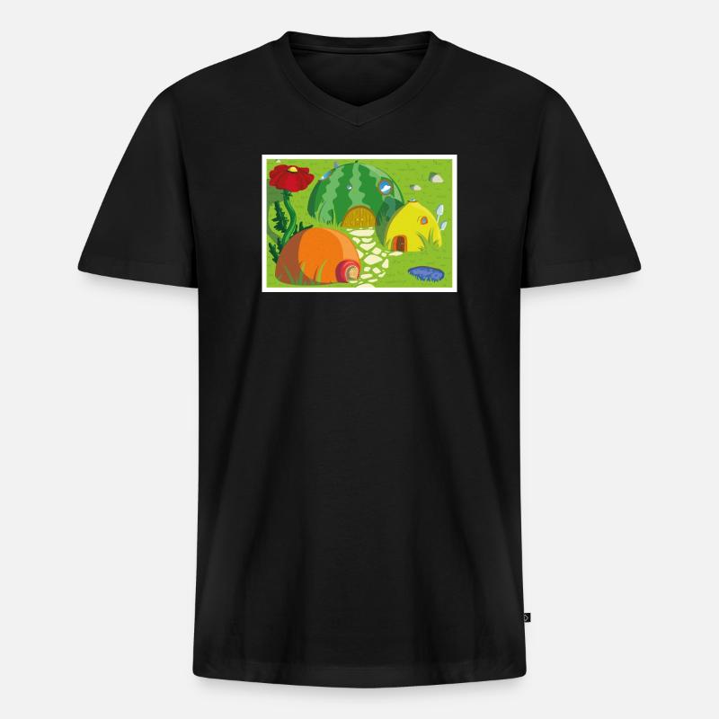 Obstdorf - Männer Premium Bio T-Shirt mit V-Ausschnitt - Schwarz