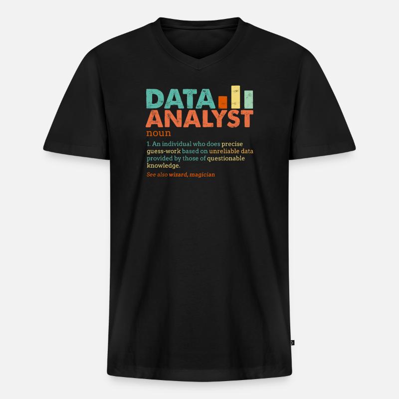 Data Analyst Retro Farbblöcke - Männer Premium Bio T-Shirt mit V-Ausschnitt - Schwarz