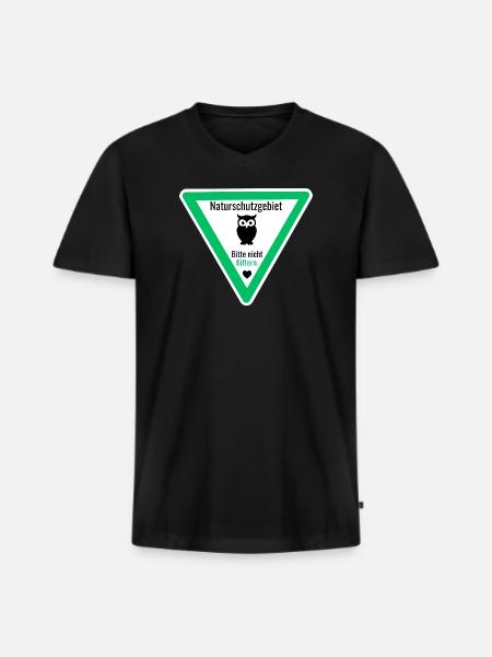 Naturschutzgebiet Nachteule Bitte nicht füttern - Männer Premium Bio T-Shirt mit V-Ausschnitt - Schwarz