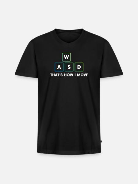 WASD Bewegungskunst - Männer Premium Bio T-Shirt mit V-Ausschnitt - Schwarz