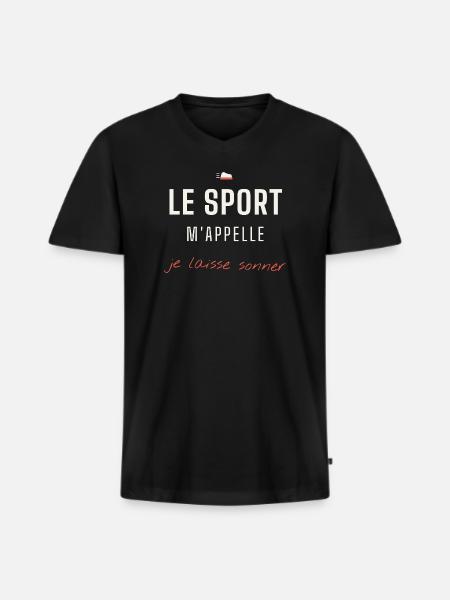 Le Sport M'appelle - T-shirt encolure en V Premium bio Homme - noir