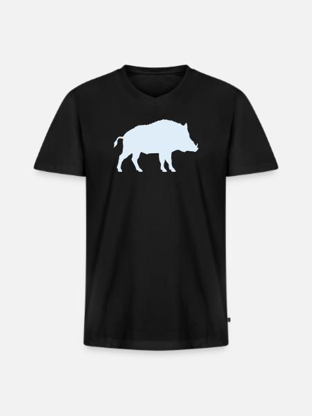 Blue Wild Boar Silhouette - Men's Premium Organic T-shirt with V-neck - black