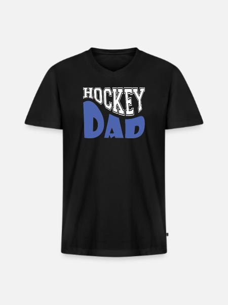 Hockey-Papa Stolzer Sportelterngeschenk - Männer Premium Bio T-Shirt mit V-Ausschnitt - Schwarz