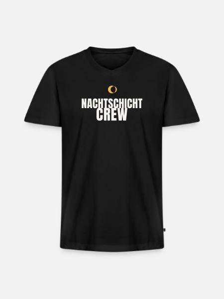 Nachtschicht Crew Schichtarbeit Pflege Nachtdienst - Männer Premium Bio T-Shirt mit V-Ausschnitt - Schwarz