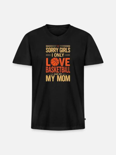 Amour du basket et maman - T-shirt encolure en V Premium bio Homme - noir