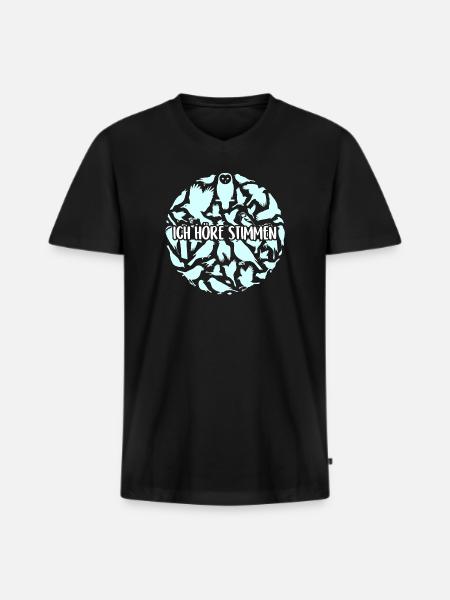 Vogelsilhouetten Vogelstimmen - Männer Premium Bio T-Shirt mit V-Ausschnitt - Schwarz