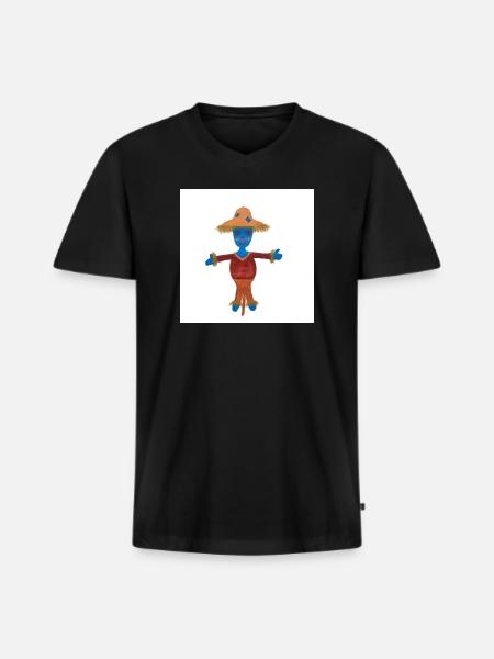 Susi Scarecrow Child Motif - Men's Premium Organic T-shirt with V-neck - black