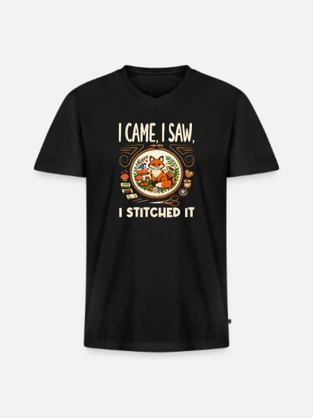 Lustiges Nadelspitzen-bastelhobby - Männer Premium Bio T-Shirt mit V-Ausschnitt - Schwarz