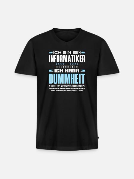 Informatiker Dummheit Reparieren - Männer Premium Bio T-Shirt mit V-Ausschnitt - Schwarz