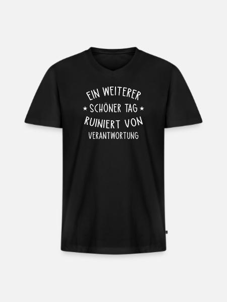 Sarkastisch German Text Tee - Männer Premium Bio T-Shirt mit V-Ausschnitt - Schwarz